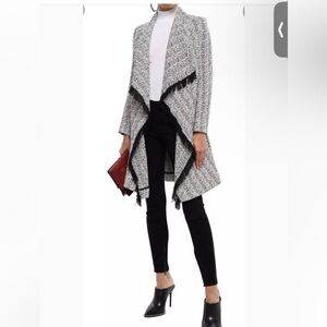 BA&SH Black and White Tweed Open Cardigan Lady Coat